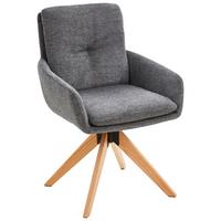 Armlehnstuhl Slide Grau B: 58 cm - Eichefarben/Grau, MODERN, Holz/Textil (58/91/63,5cm) - Livetastic