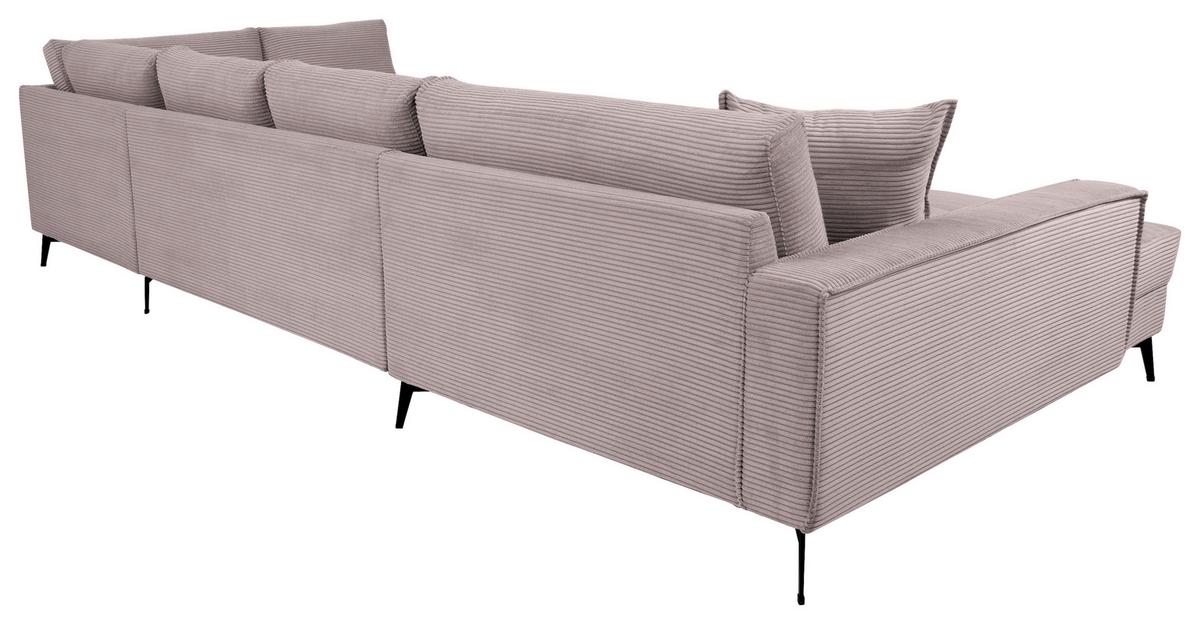 Wohnlandschaft Zero Rosa U-Form 195x362x173cm - Schwarz/Rosa, Trend, Textil (173/362/195cm)