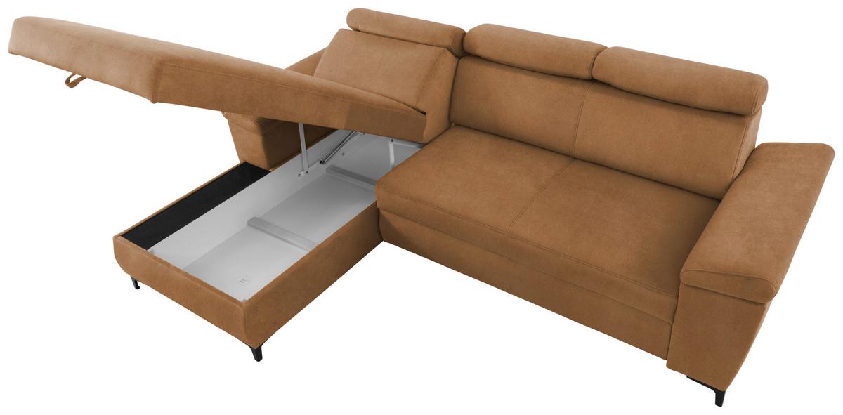Eckschlafsofa Santi Bernsteinfarben S: 176/258 cm - Bernsteinfarben/Schwarz, MODERN, Textil (176/258cm) - MID.YOU