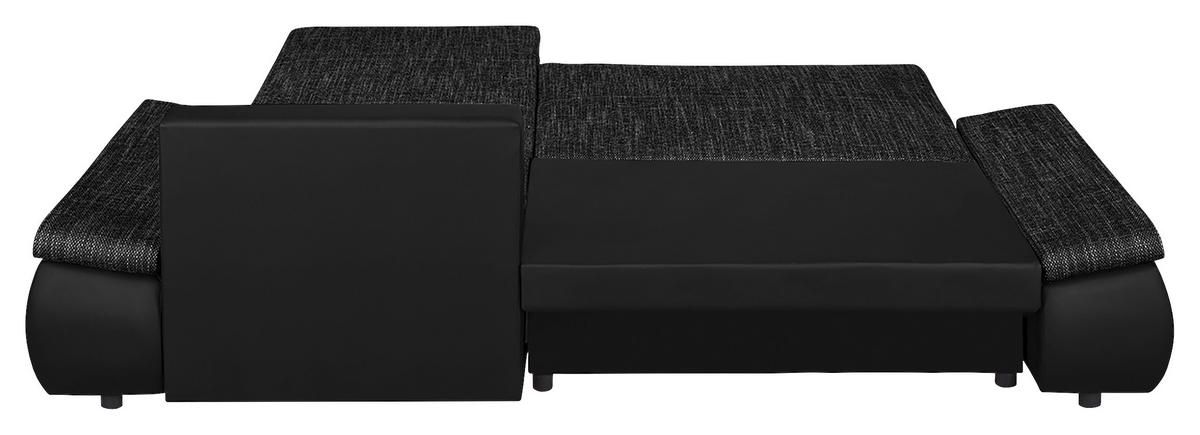 Ecksofa Acra Schwarz S: 266x175 Cm - Chromfarben/Schwarz, Design, Textil (266/175cm) - Livetastic