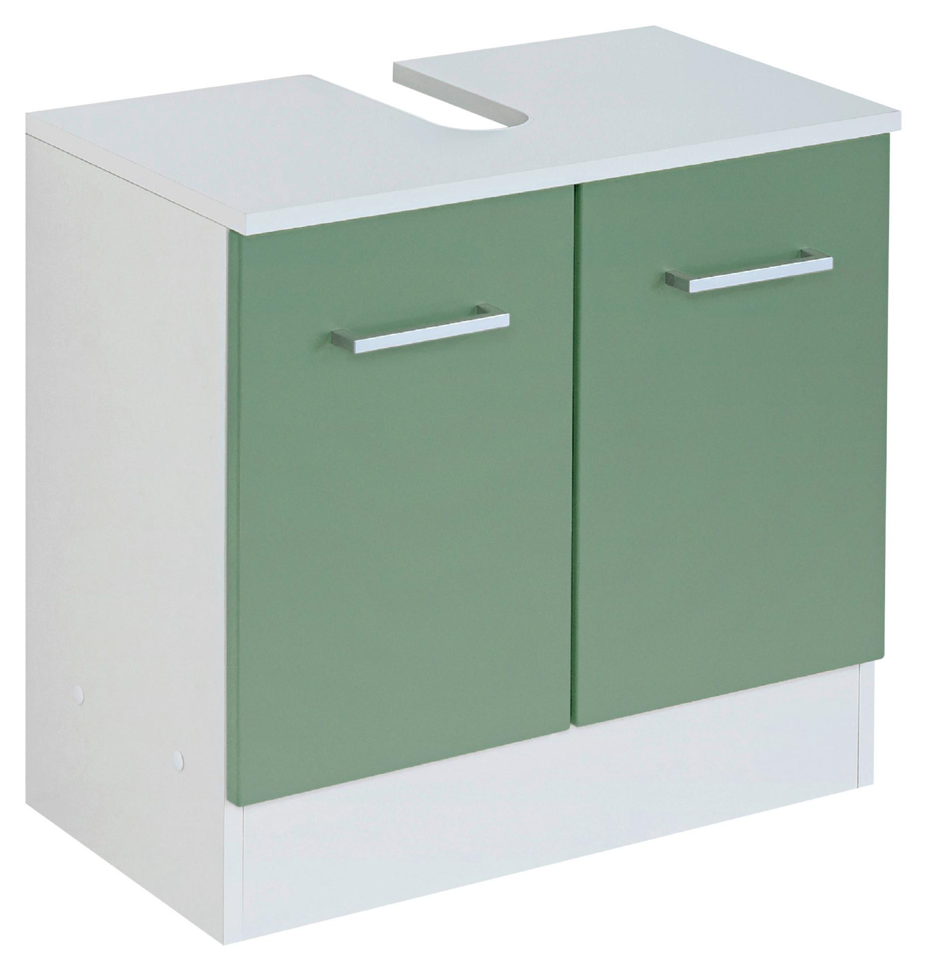 Waschbeckenunterschrank Riga Grün/Weiß B: 60 cm - Weiß/Grün, MODERN, Holzwerkstoff (60/56/35cm) - Held