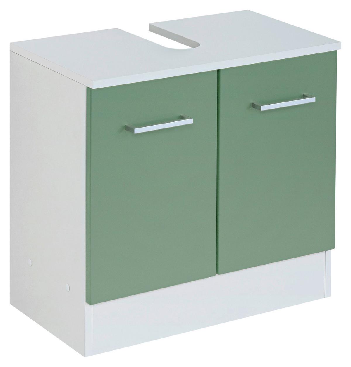 Waschbeckenunterschrank Riga Grün/weiß B: 60 Cm - Weiß/Grün, MODERN, Holzwerkstoff (60/56/35cm) - Held