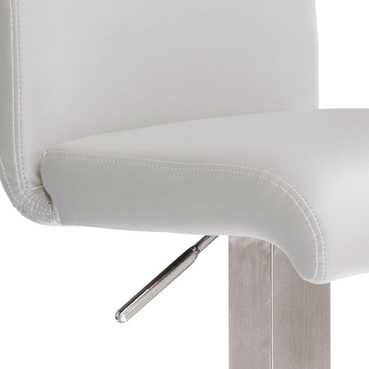 Barhocker höhenverstellbar Bardo Weiß/Edelstahlfarben - Edelstahlfarben/Weiß, Design, Textil/Metall (42/90-115/50cm) - Livetastic
