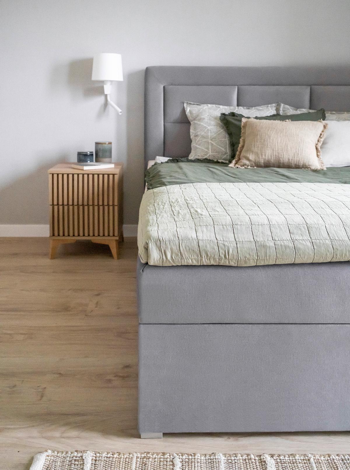 Boxbett Vivre Hellgrau Lf: 180x200 cm - Silberfarben/Hellgrau, MODERN, Holz/Textil (180/200cm) - MID.YOU