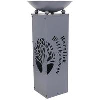 Led Dekosäule mit Schale Welcome H: 59 cm - Grau, Basics, Metall (28/28/59cm)