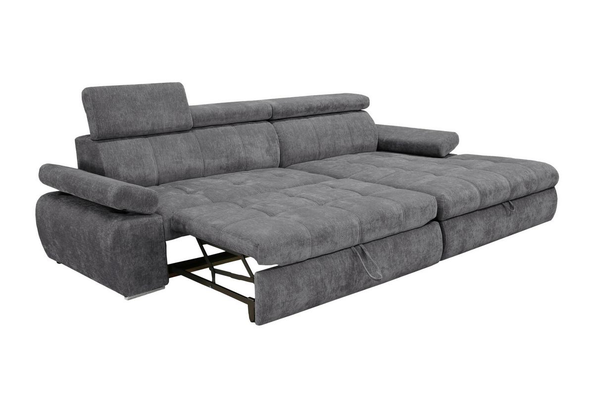 Rohová sedačka VEGAS, pravá, tmavosivá ženilka - strieborná/tmavosivá, Design, drevo/textil (294/173cm)