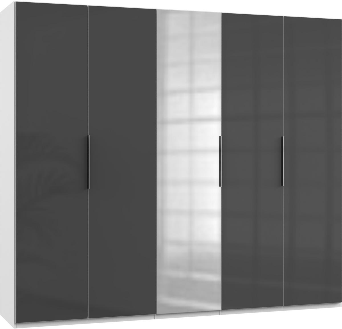 Drehtürenschrank 250cm Level, Grau/weiß - Weiß/Grau, MODERN, Glas/Holzwerkstoff (250/216/58cm) - MID.YOU