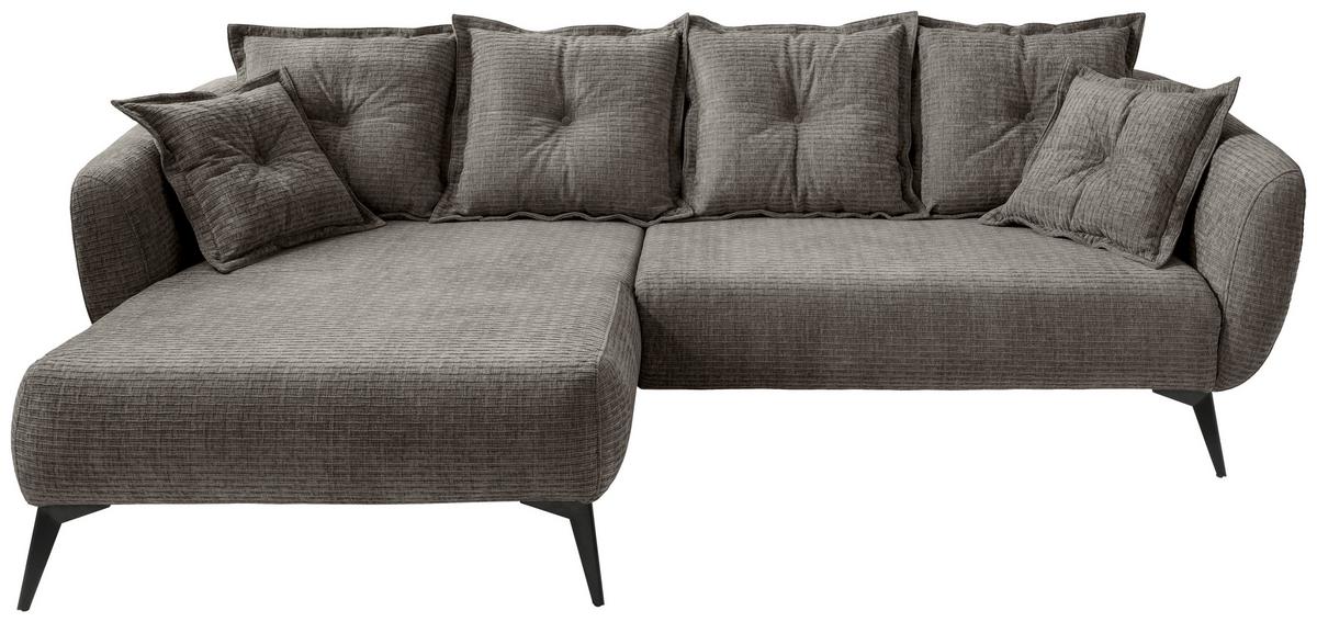 Ecksofa Baggio Graubraun S: 162x277 Cm - Graubraun/Schwarz, MODERN, Textil (162/277cm) - Livetastic