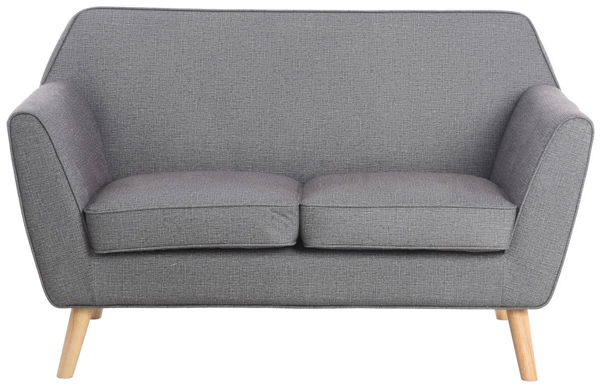 2-Sitzer-Sofa Lara Dunkelgrau Leinenoptik - Dunkelgrau/Naturfarben, KONVENTIONELL, Holz/Textil (138/83/79cm) - P & B