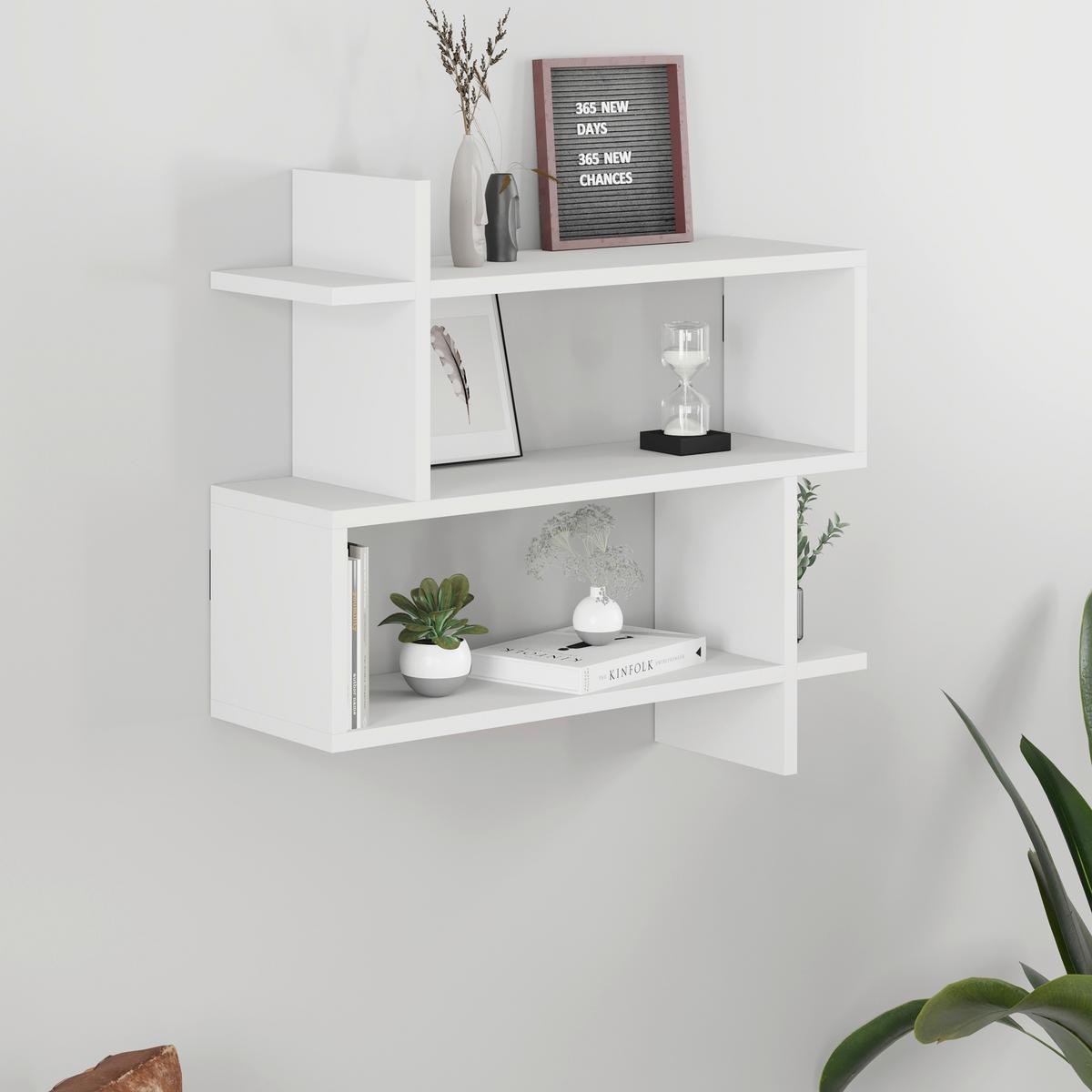 Wandboard Paralel Regal - Weiß, Design, Holzwerkstoff (70/65/22cm) - Livetastic