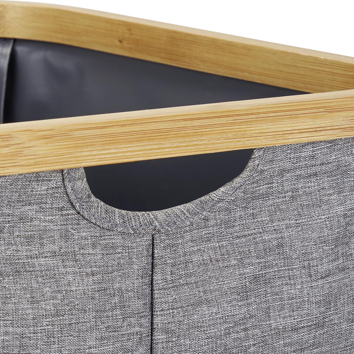 Wäschetonne mit Deckel Nantje Grau, 33x54x33 cm - Braun/Grau, MODERN, Holz/Textil (33/54/33cm) - Luca Bessoni