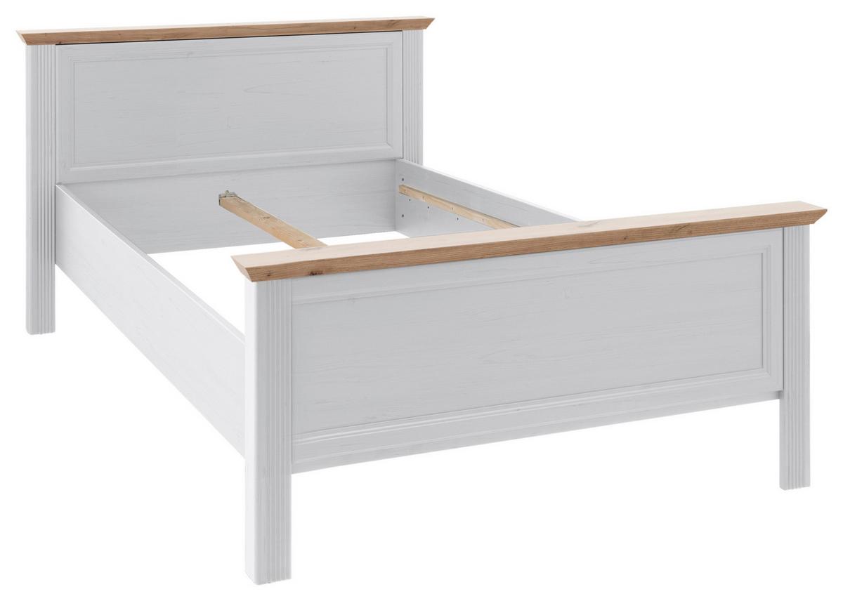 Bett Landhaus-stil 140x200 Jasmin Ii Weiß/eiche Artisan - Schwarz/Weiß, LIFESTYLE, Holzwerkstoff