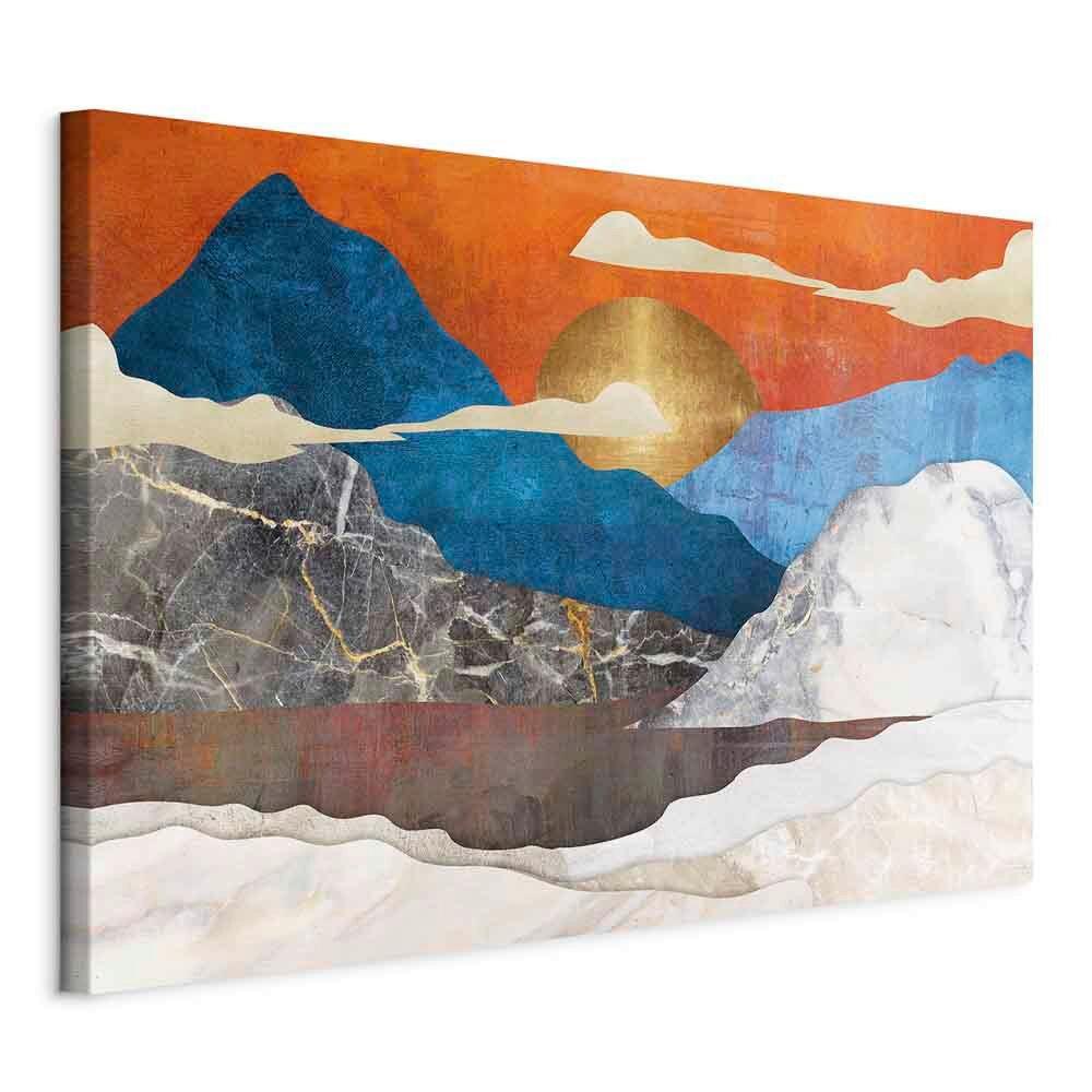 Leinwandbild Mountain Dunkelblau Grauweiß B: 120 cm - Grauweiß/Dunkelblau, Basics, Holz/Textil (120/80/1.2cm) - artgeist