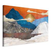 Leinwandbild Mountain Dunkelblau Grauweiß B: 90 cm - Grauweiß/Dunkelblau, Basics, Holz/Textil (90/60/1.2cm) - artgeist