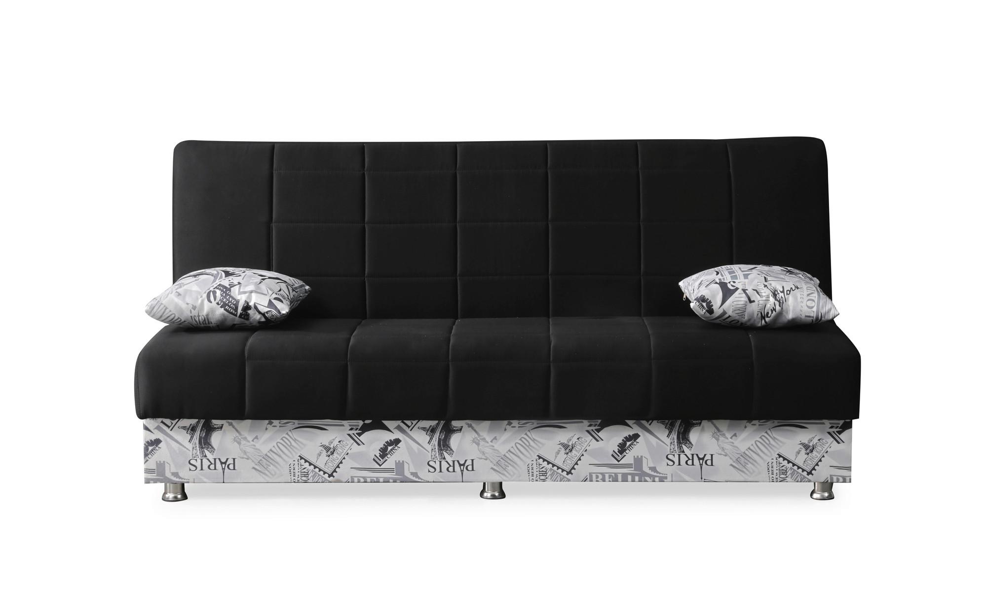 3-Sitzer-Sofa Chicago Mit Schlaffunktion Schwarz/Weiß - Chromfarben/Schwarz, Design, Kunststoff/Textil (190/87/87cm) - Livetastic
