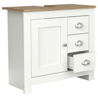 Waschbeckenunterschrank Balusa Weiß/Eiche Dekor B:65cm - Honigeiche/Eichefarben, MODERN, Holzwerkstoff (65/58/30cm) - MID.YOU
