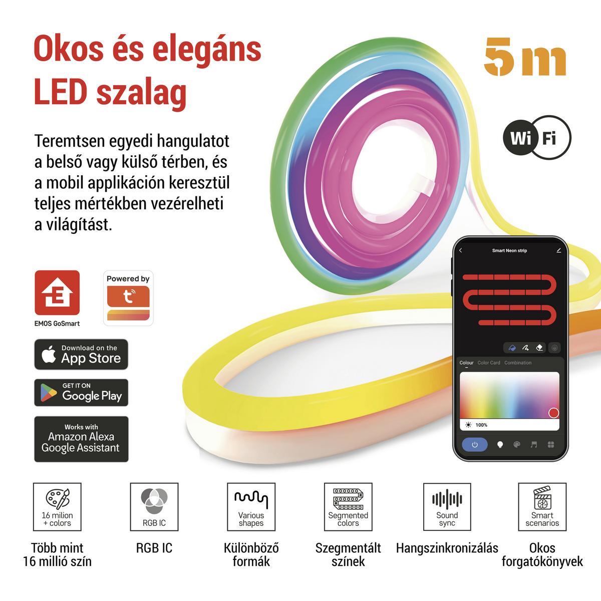 Led Szalag Rugalmas Gosmart Kb. 5m - többszínű, Basics, műanyag (500cm)
