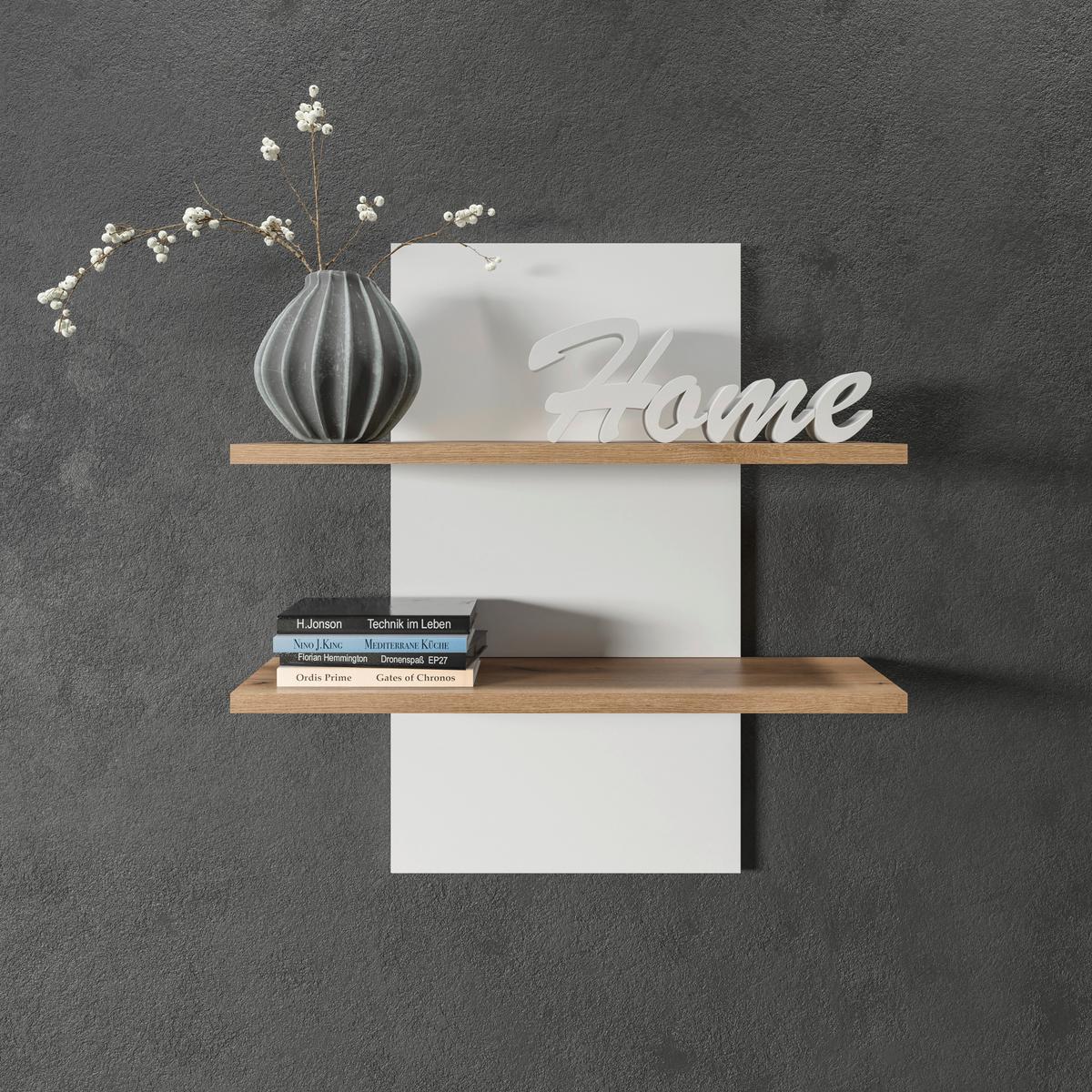 Wandboard Austin 75 cm Eichefarben/Weiss - Eichefarben/Weiß, Trend, Glas/Holzwerkstoff (75/81/22cm)