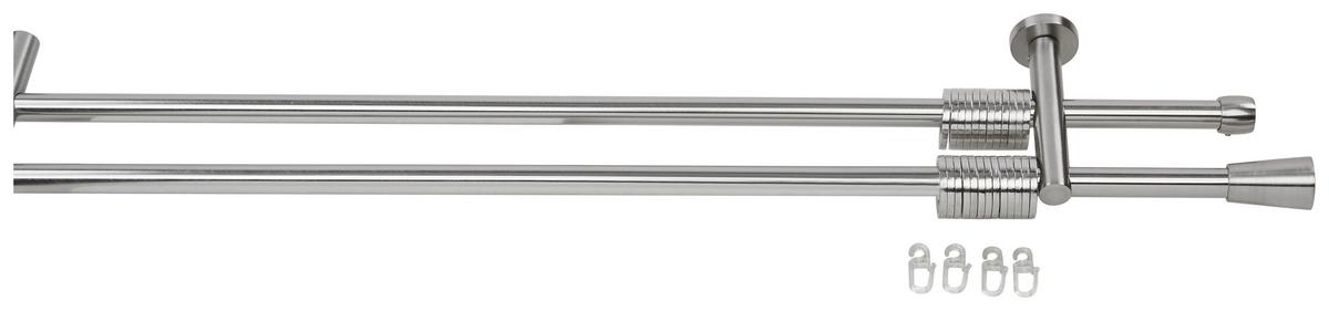 Rundstangengarnitur Brenda Edelstahlfarben L: 120 cm - Edelstahlfarben, KONVENTIONELL, Metall (120cm) - Ondega