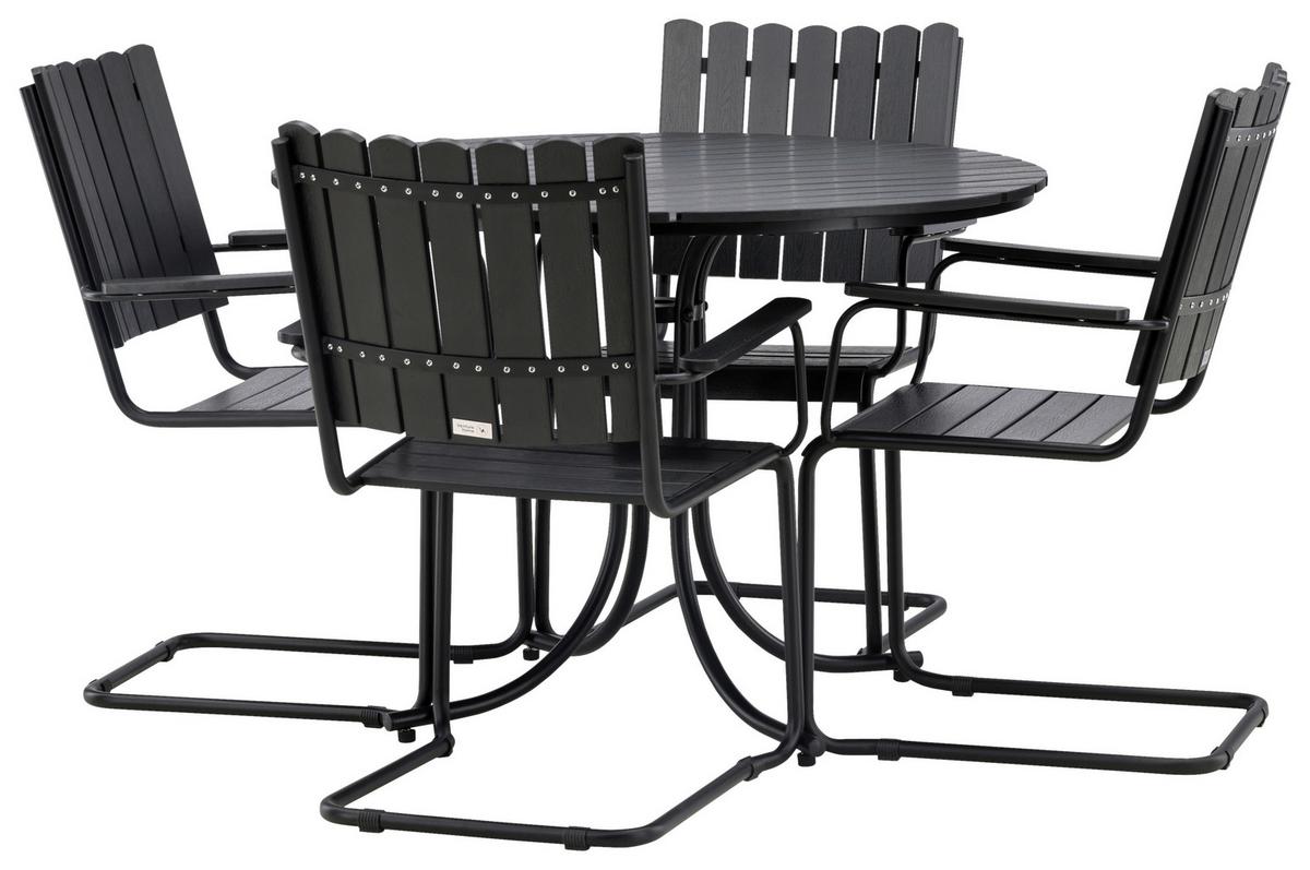 Gartentischgruppe Holmsund - Schwarz, KONVENTIONELL, Metall - Gardenson