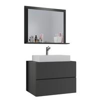 Badmöbel-set 3-tlg. Lendas B: 80 Cm Anthrazit - Anthrazit/Weiß, MODERN, Glas/Keramik (80cm) - MID.YOU