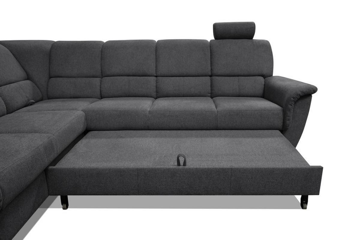 Sedačka MARSYLIA, levá, tmavě šedá - černá/barvy stříbra, Design, kov/dřevo (216/270cm) - MID.YOU