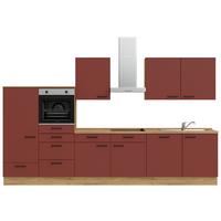 Küchenleerblock Easytouch Low-Line, L12 Links - Eichefarben/Rot, MODERN, Holzwerkstoff (360cm) - Nobilia