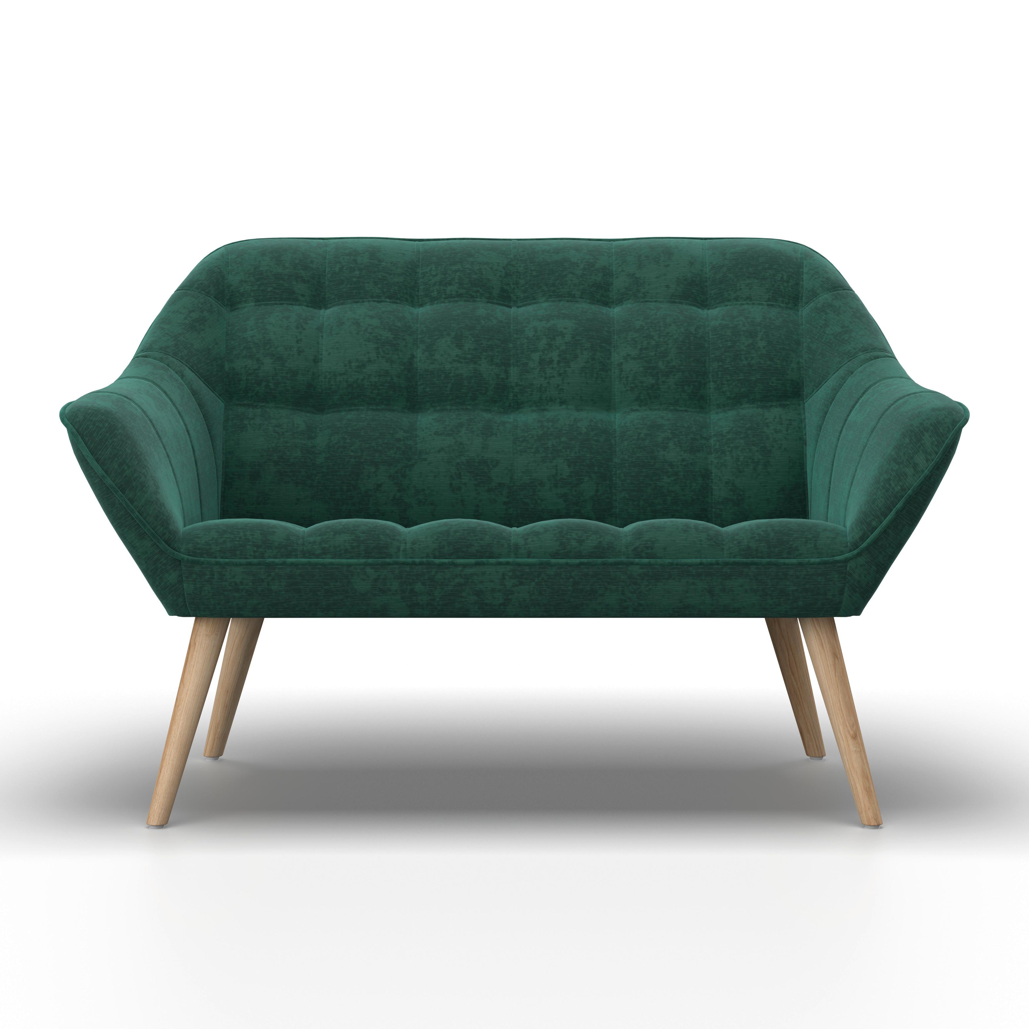 Dvoumístná pohovka MONIQUE, zelená - zelená/přírodní barvy, Moderní, kov/dřevo (126/74/76cm) - Bessagi Home