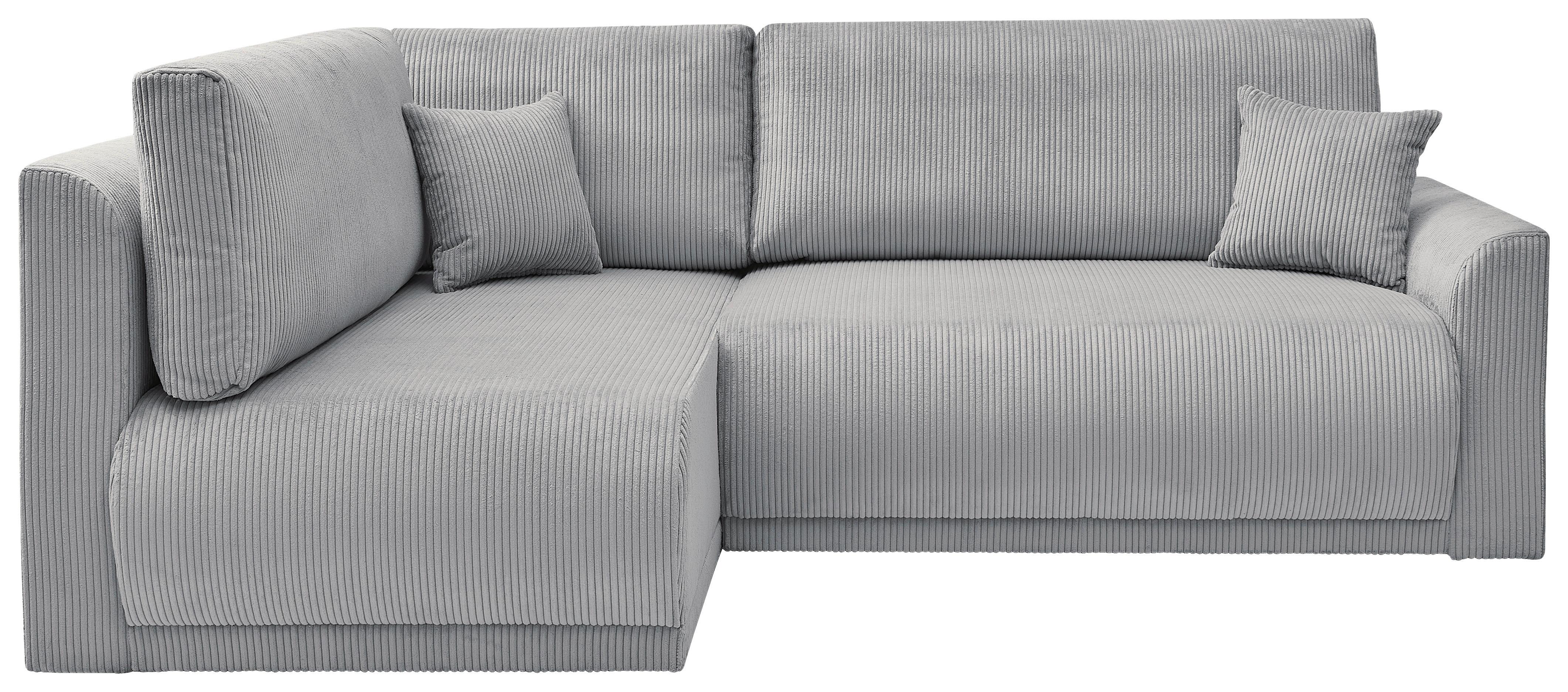 Rohová sedačka KIM L160, oboustranná, šedý manšestr - šedá/černá, Moderní, dřevo/textil (233/160cm)