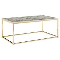 Konferenčný stolík vzhľad mramoru š: 100cm - zlatá/biela, Modern, kov/kompozitné drevo (100/60/40cm) - MID.YOU