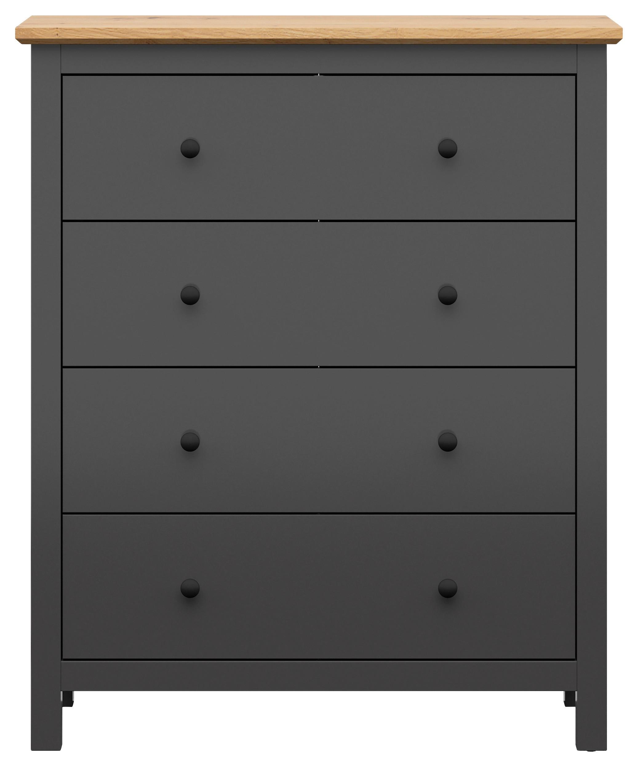 Kommode 101 cm Hesen Chest Of Drawers, Graphitfarben - Graphitfarben/Eiche Artisan, Design, Holzwerkstoff (101/120/44cm)