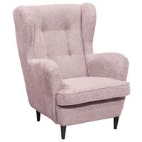 Ohrensessel Oskar Webstoff Flamingofarben - Hellrosa/Schwarz, Basics, Holzwerkstoff/Textil (78/102/98cm) - MID.YOU