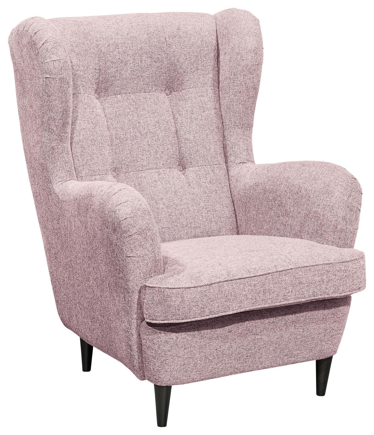 Ohrensessel Oskar Webstoff Flamingofarben - Hellrosa/Schwarz, Basics, Holzwerkstoff/Textil (78/102/98cm) - MID.YOU