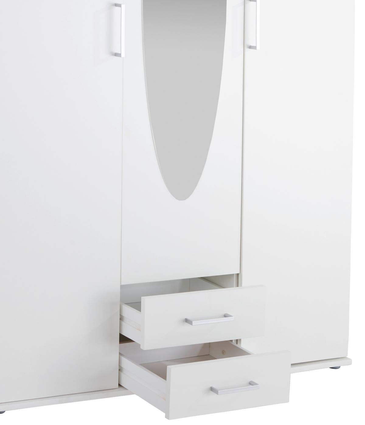 Weißer Kleiderschrank mit ovalem Spiegel