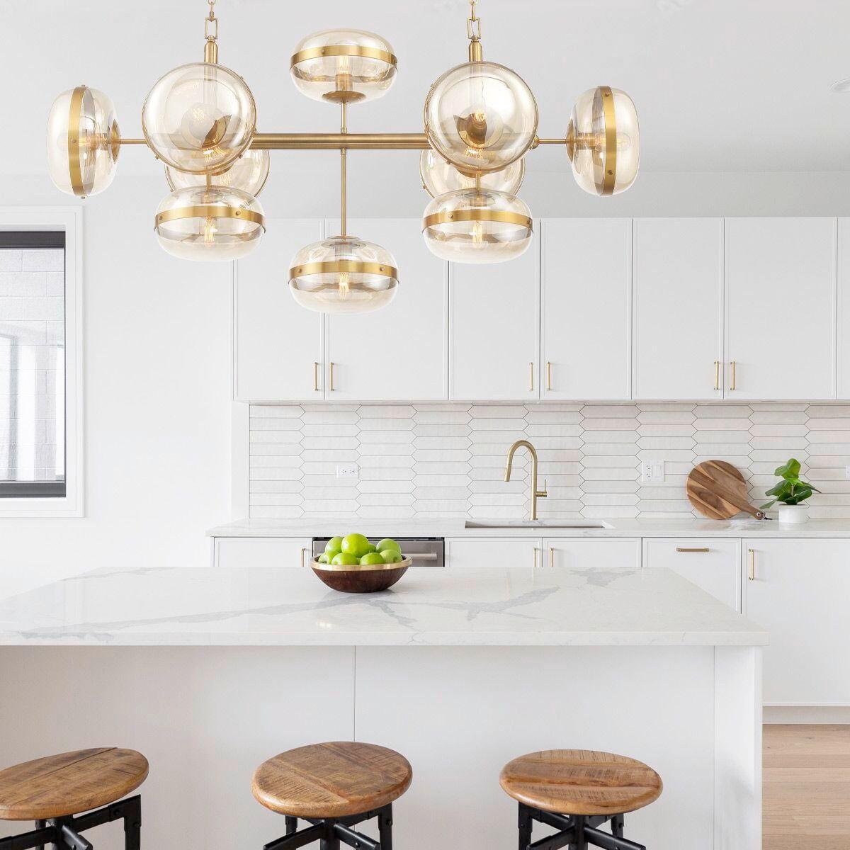 Függeszték Qn-Nottingham-10lp-Ab - sárgarézszínű, Konventionell, üveg/fém (80cm) - Elstead Lighting