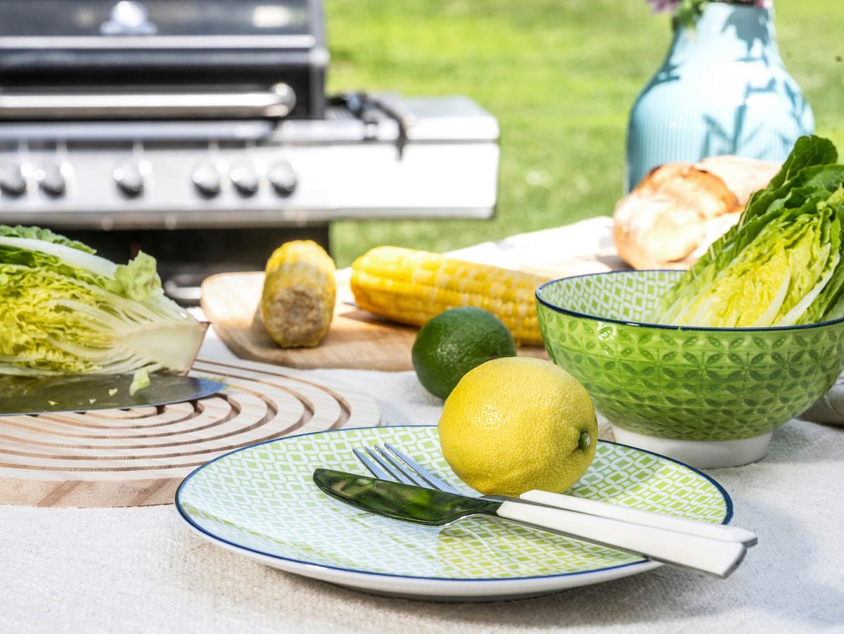 Kombiservice, 16-Teilig für 4 Personen, Steinzeug - Weiß/Hellgrün, Basics, Keramik - Creatable