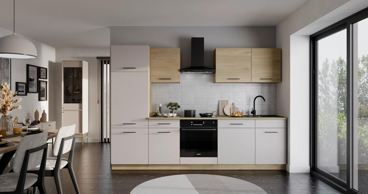 Konyhablokk Max Ii 280 - kasmírszínű/tölgyfa színű, Basics, faalapú anyag (280/200/60cm) - P & B