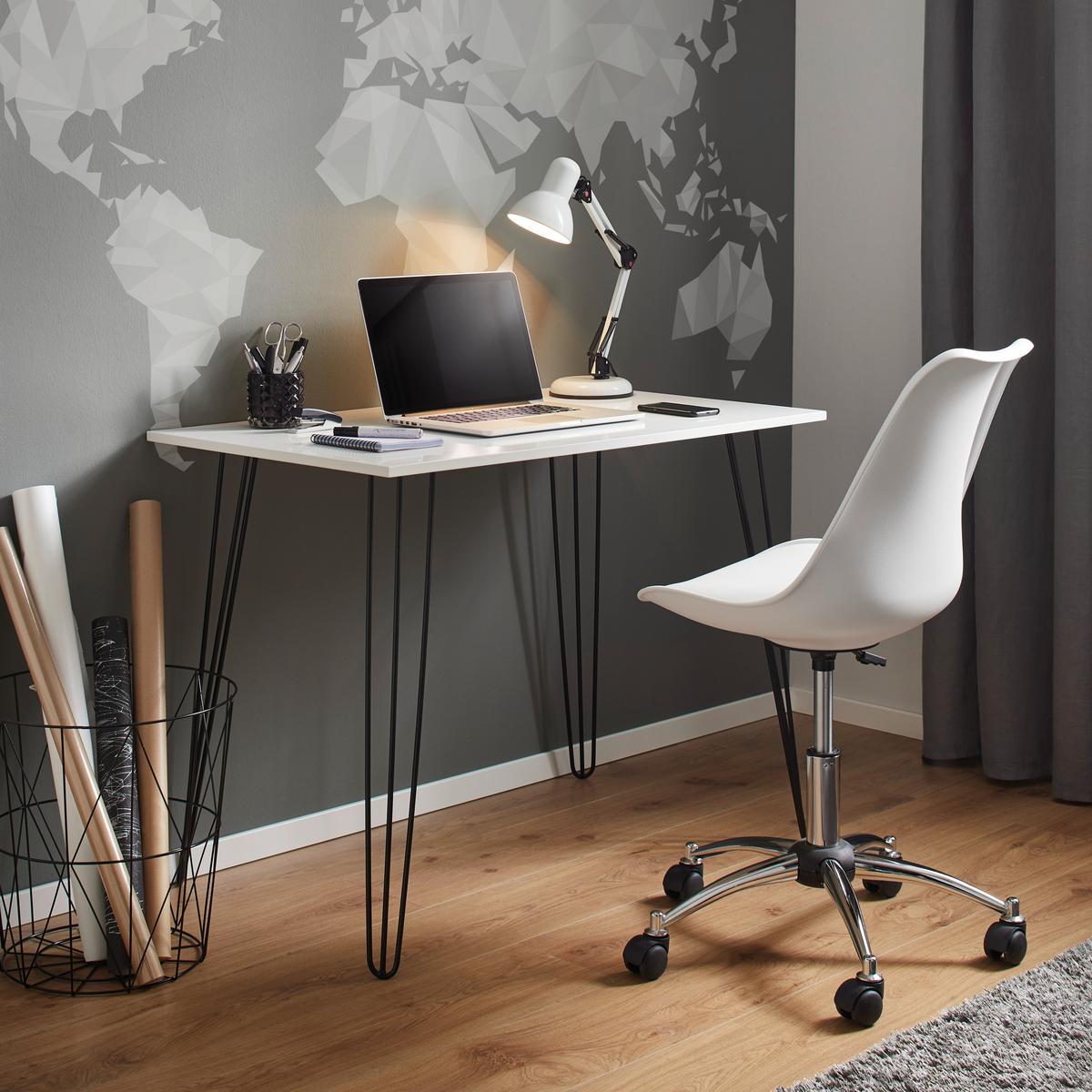 Písací stôl Marc - čierna/biela, Modern, kov/drevo (98/60/75cm) - Bessagi Home