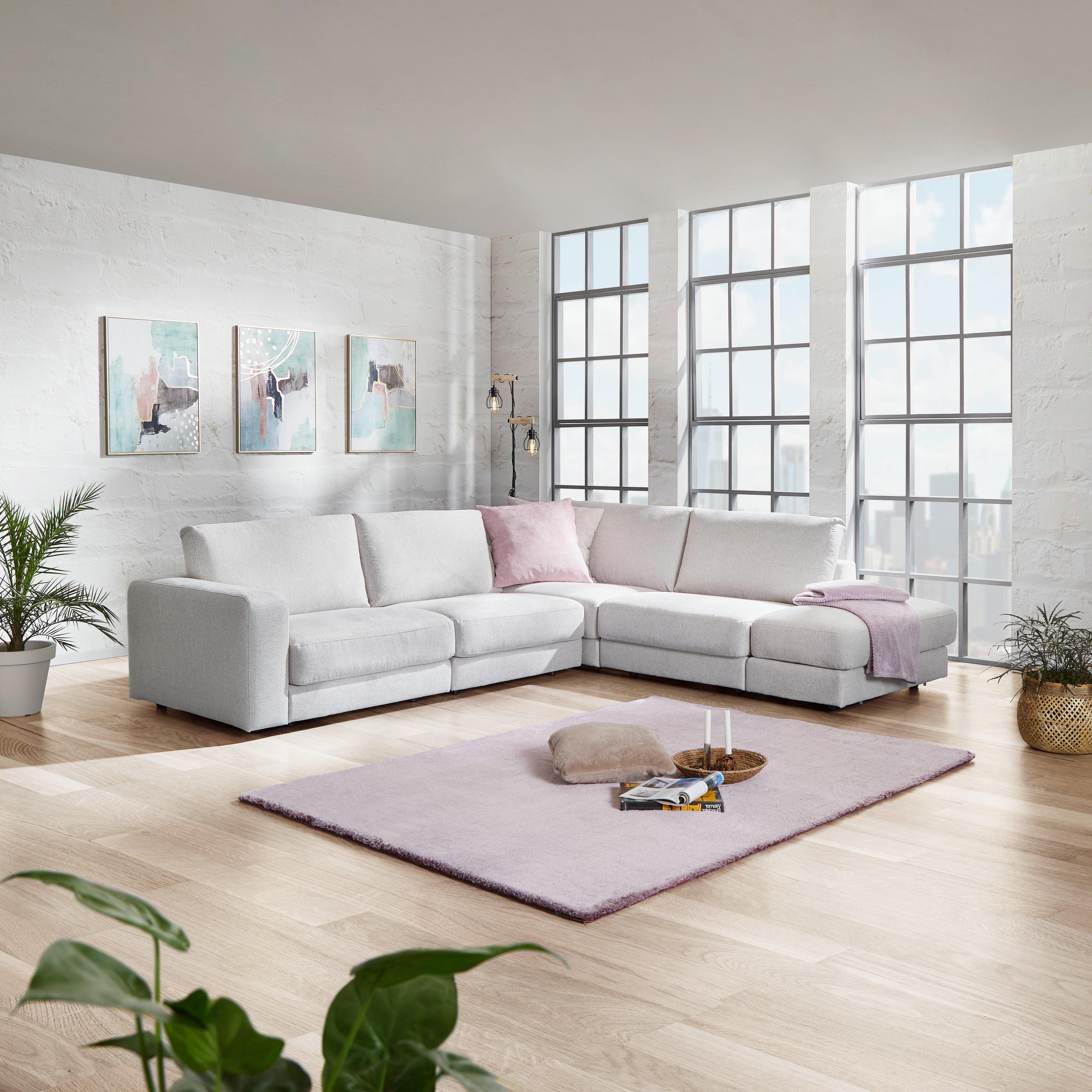 Ecksofa Vigo Mit Rückenkissen Beige - Beige, MODERN, Textil (314/260cm) - Luca Bessoni