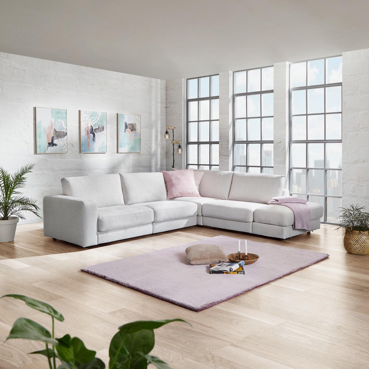 Ecksofa Vigo Mit Rückenkissen Beige - Beige, MODERN, Textil (314/260cm) - Luca Bessoni
