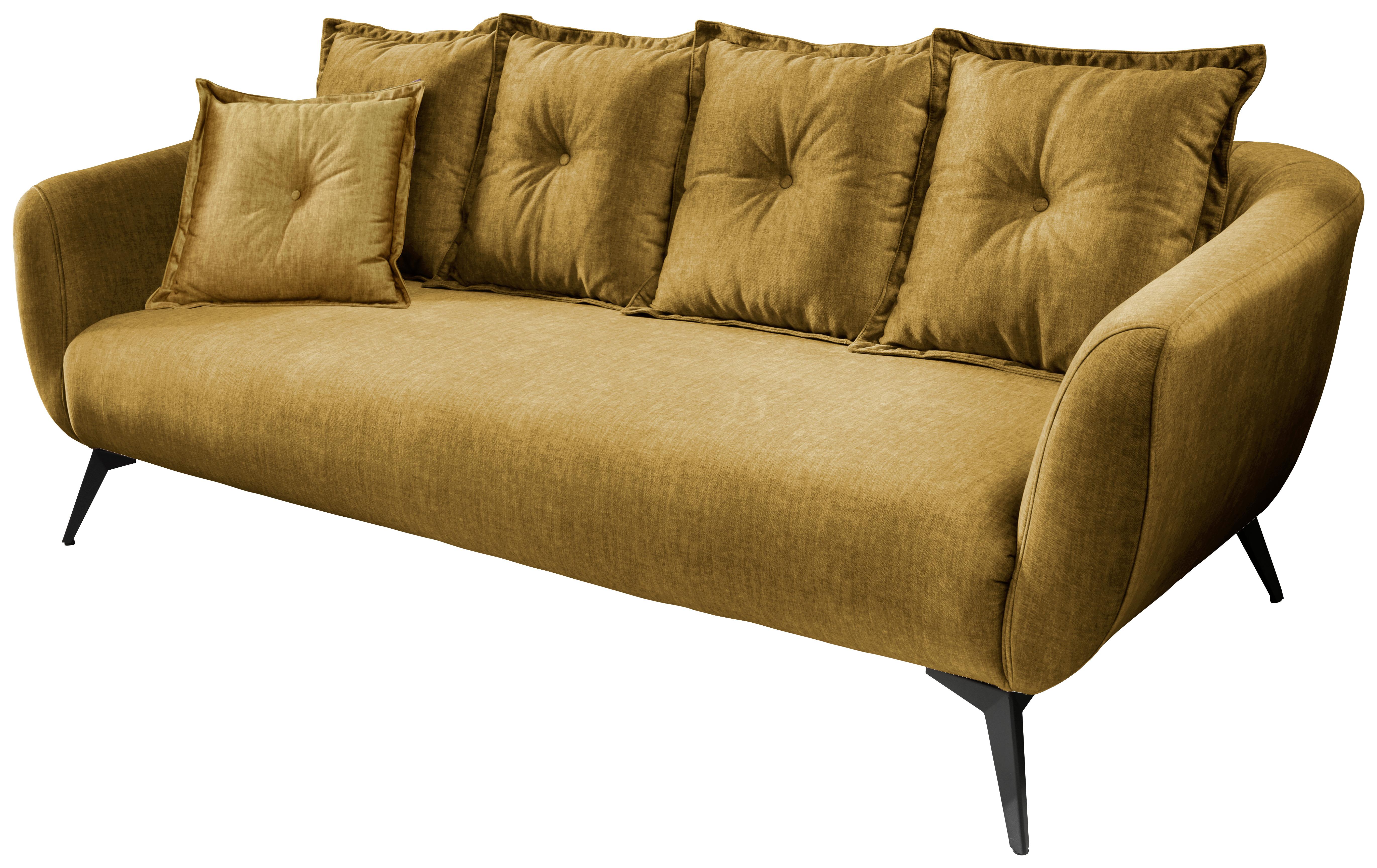 3-Sitzer-Sofa Baggio mit Kissen Gelb - Gelb/Schwarz, MODERN, Holz/Textil (236/94/103cm) - Livetastic