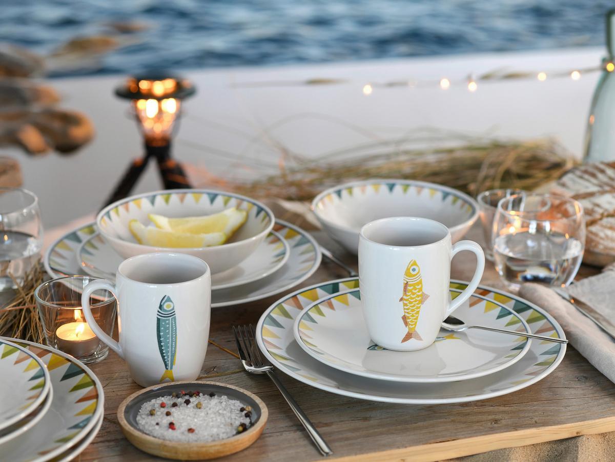 Kombiservice Sardinhas Steinzeug, 16 -Teilig. - Multicolor, Basics, Keramik - Creatable