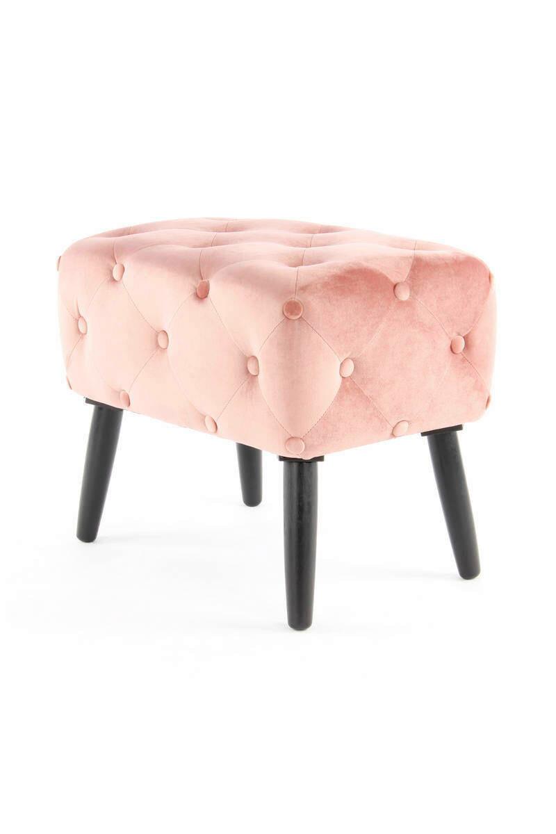 Hocker Samt Rosa/Schwarz Sitz Gepolstert H: 48 cm