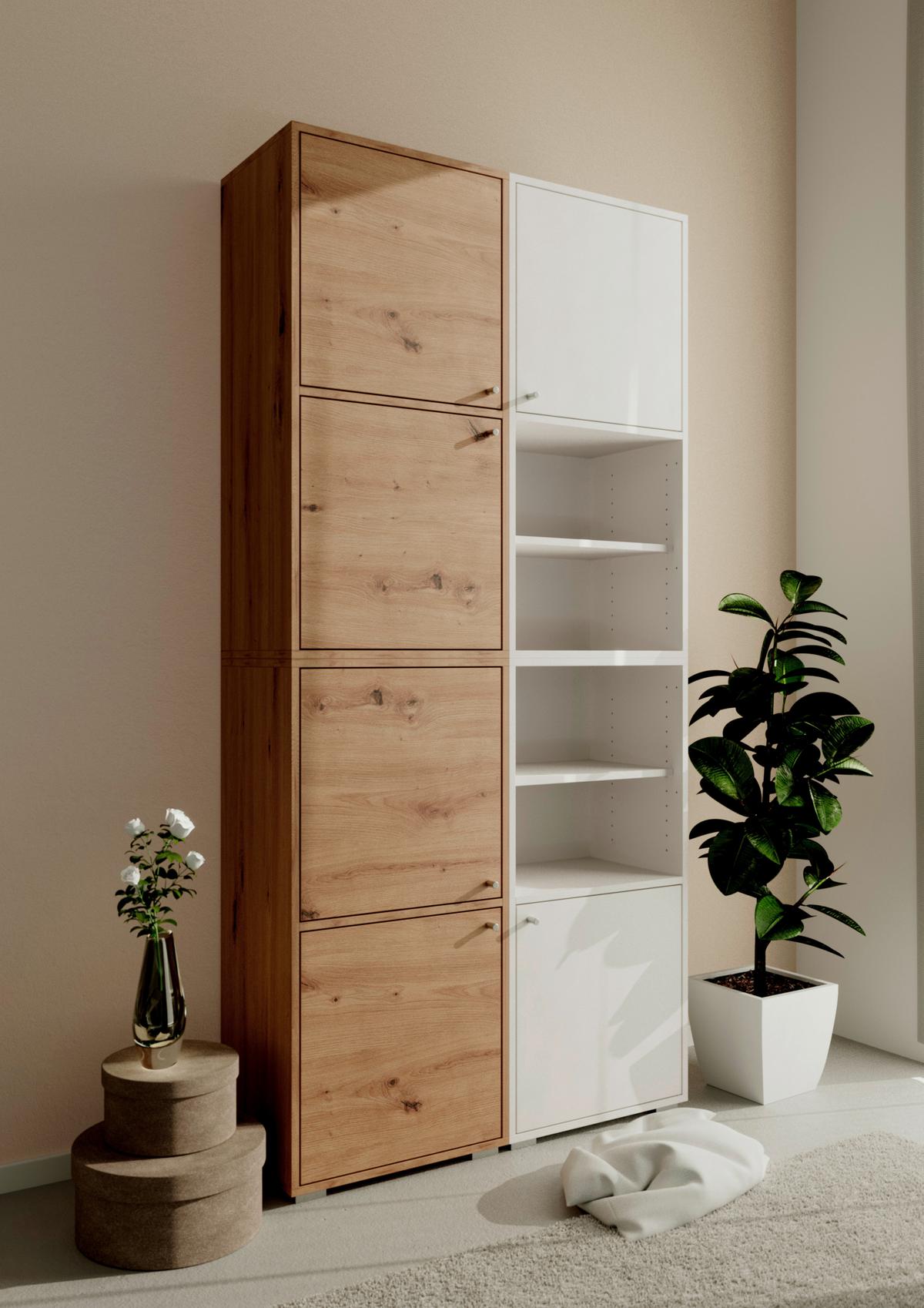 Regal Fyn 20A Weiß B: 46 cm - Alufarben/Weiß, Design, Holzwerkstoff (46/96,5/33,5cm) - MID.YOU
