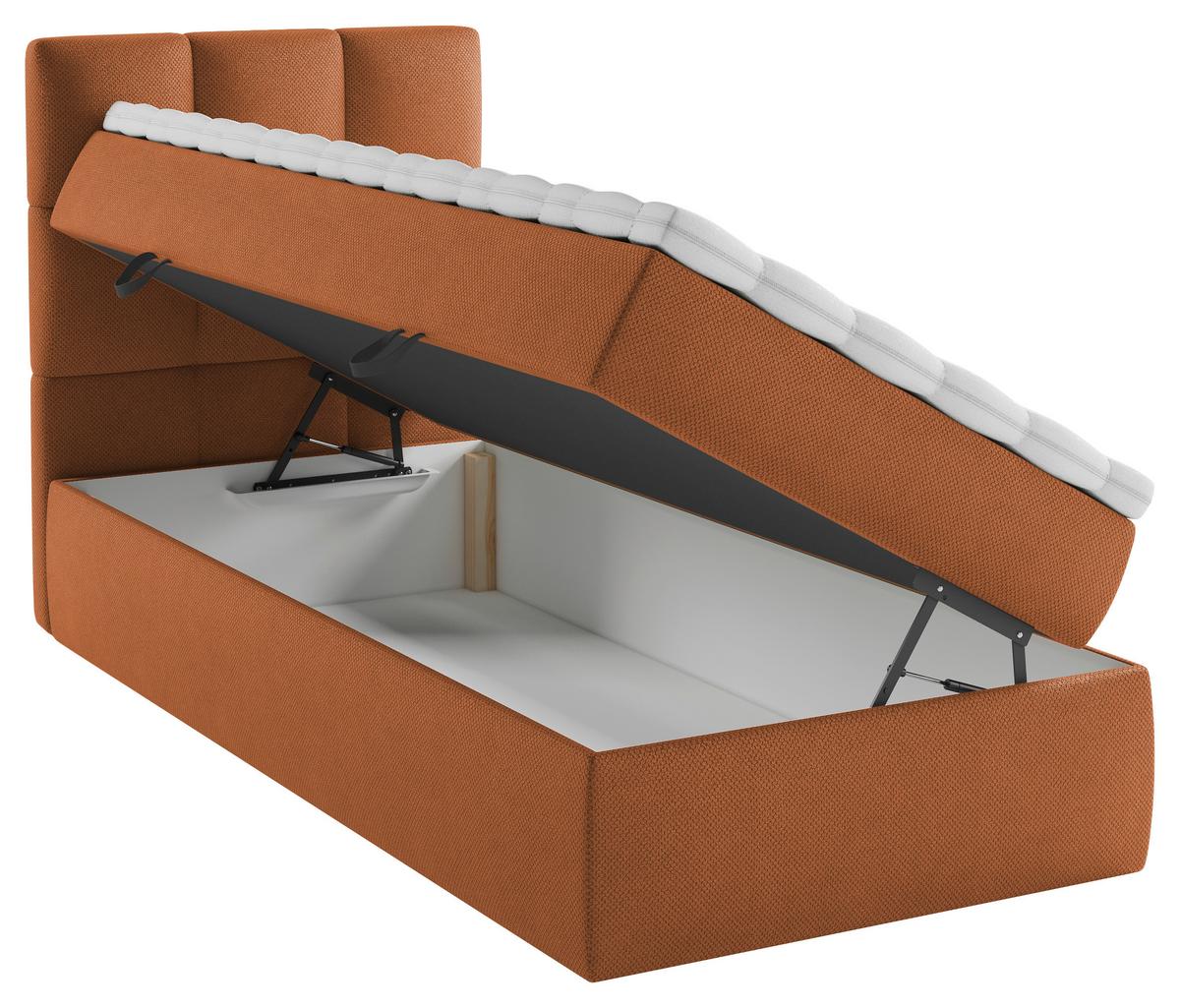 Boxbett Mit Topper & Bettkasten 90x200 Polly - Rostfarben/Schwarz, MODERN, Holz/Holzwerkstoff (90/200cm) - MID.YOU
