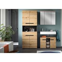 Badezimmer Canu Eiche Artisan Dekor B: 156 Cm - Schwarz/Eiche Artisan, MODERN, Glas/Holzwerkstoff (156cm) - MID.YOU