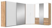 Šatní Skříň Se Zrcadlem Level 36 A, Bílá/dub - bílá/barvy dubu, Konvenční, kov/kompozitní dřevo (200/236/65cm)