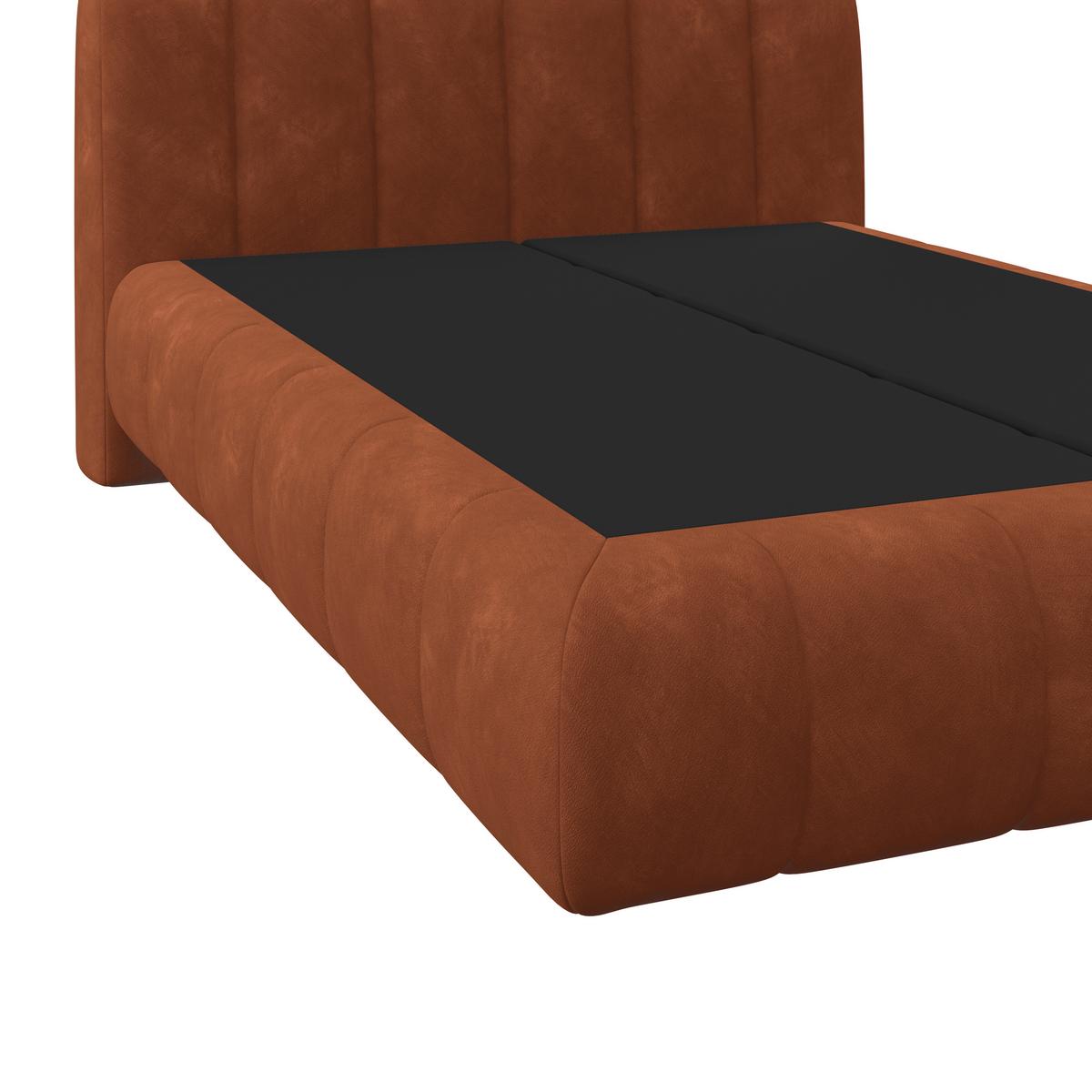 Boxspringbett Nobu O. Matratze Taupe, Lf: 140x200 Cm - Rostfarben/Schwarz, Trend, Holz/Textil (140/200cm)