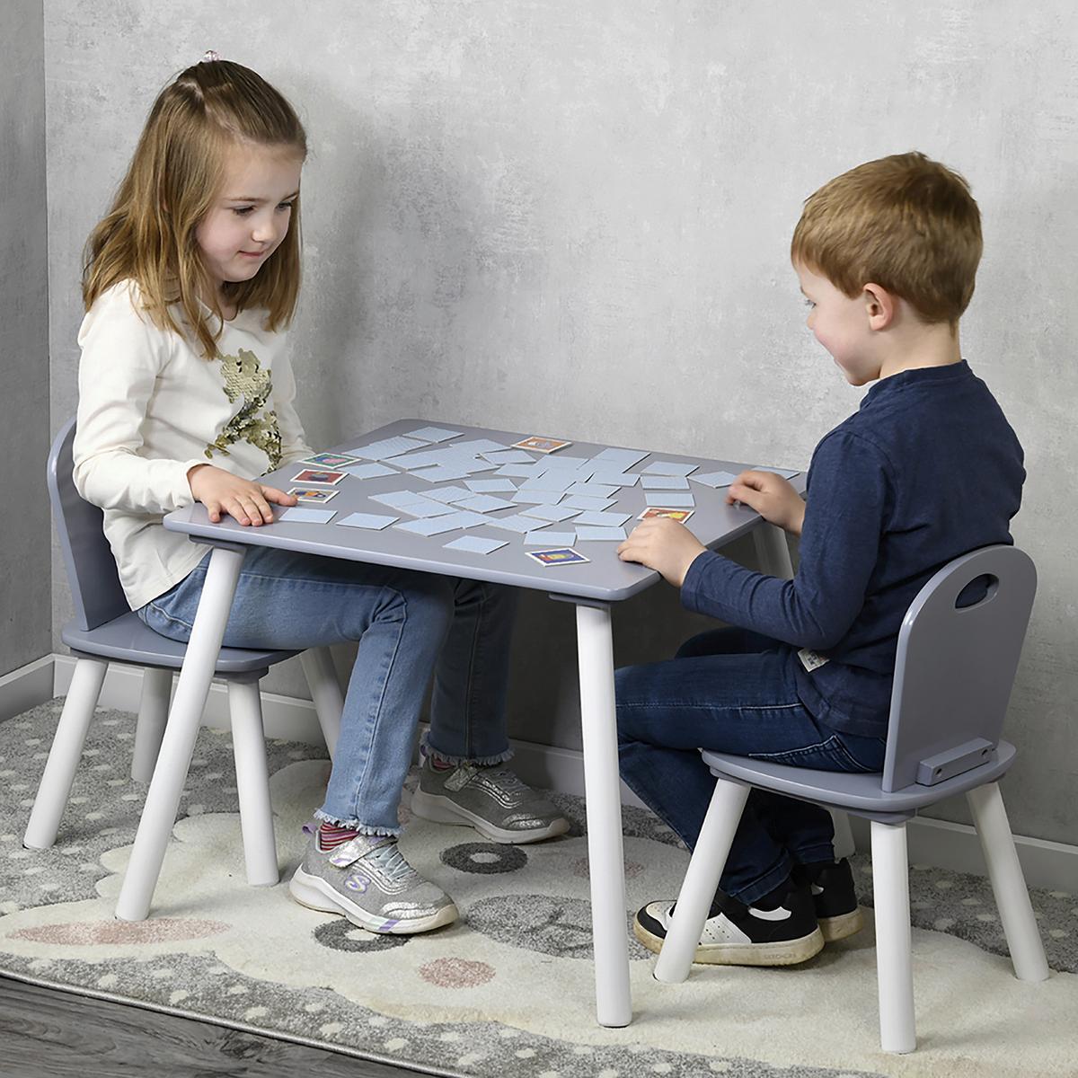 KINDERSITZGRUPPE MIT 2 STÜHLEN WEIß GRAU - Weiß/Grau, Basics, Holzwerkstoff - Kesper