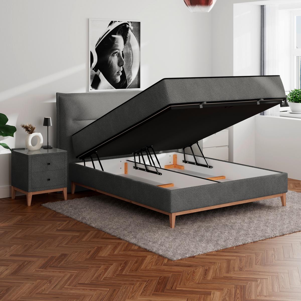 Boxbett Smile inkl. Matratze 180x200 - Anthrazit, KONVENTIONELL, Holz/Holzwerkstoff (180/200cm) - James Wood